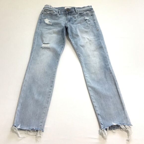 Frame Denim Alemany Skinny Leg Distressed Raw Hem Jeans Size 28 - Picture 2 of 10